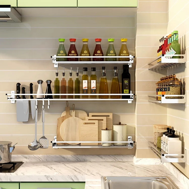 

Household Kitchen Wall Shelf Board Square Tube Shelf Best Selling 304 Stainless Steel Storage Holders & Racks Single