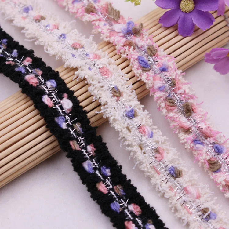 

winter korean style tweed effect sewing lace trim for woman jacket cuff