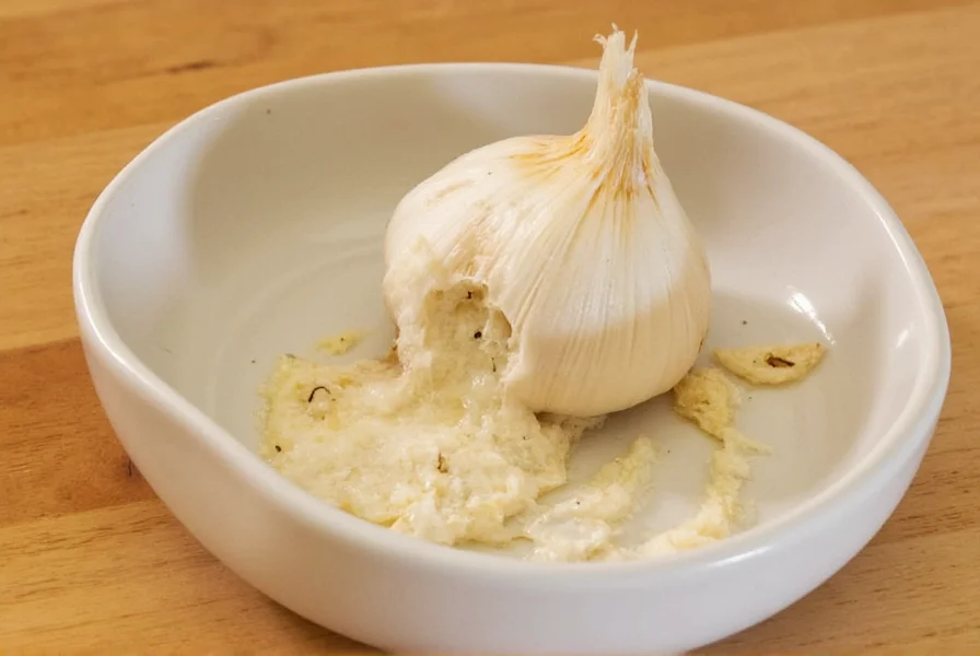 Mashed roasted garlic clove being incorporated into butter