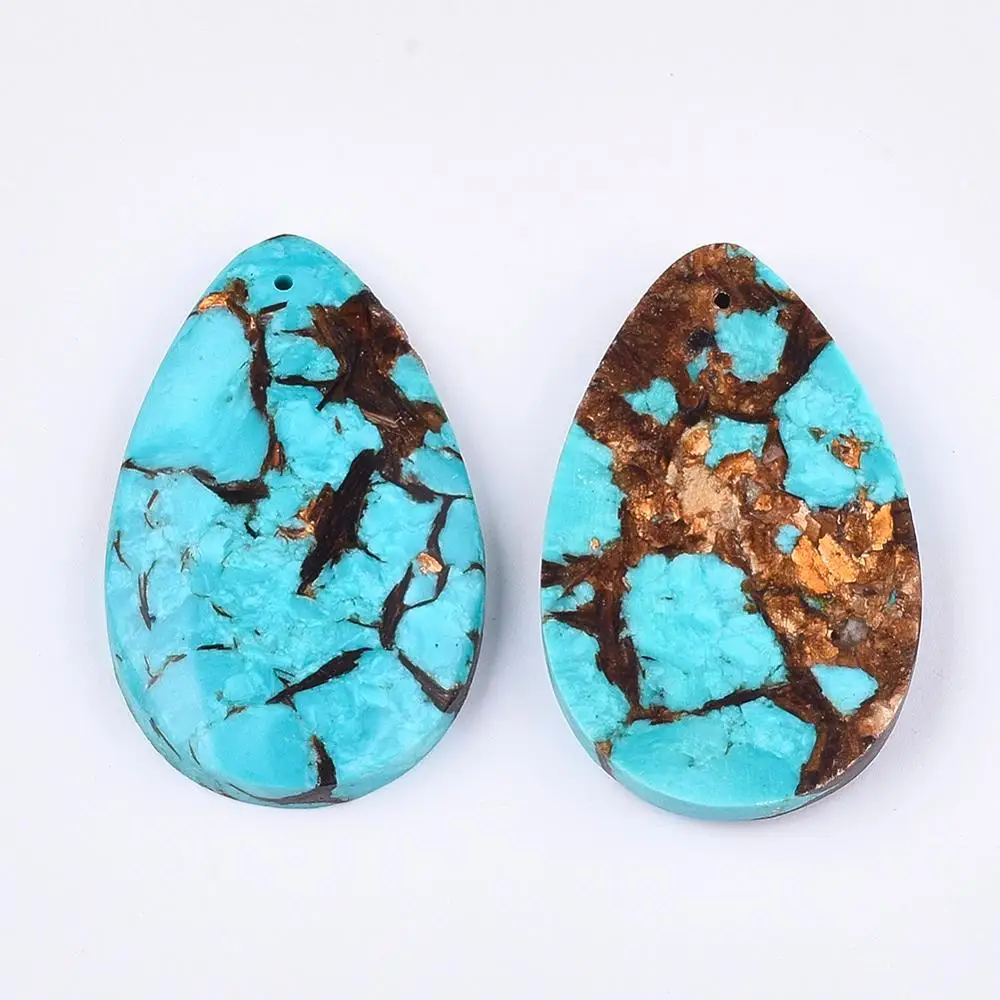 

PandaHall Drop SkyBlue Assembled Natural Bronzite and Synthetic Turquoise Pendants