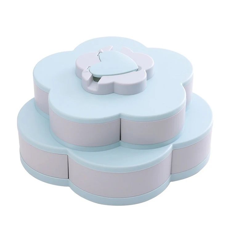 

Candy Box Wedding Candy Plates Double-Deck Dried Fruit Organizer Storage, Double Layer Snack Box Candy Storage Box, Pink, blue