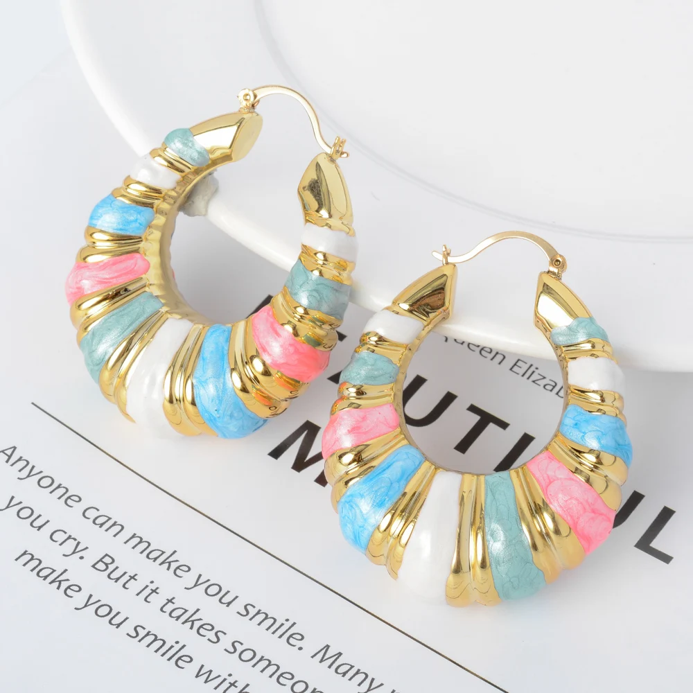 

African halloween hot sale high quality copper Women wedding party geometric exaggerated colorful earings