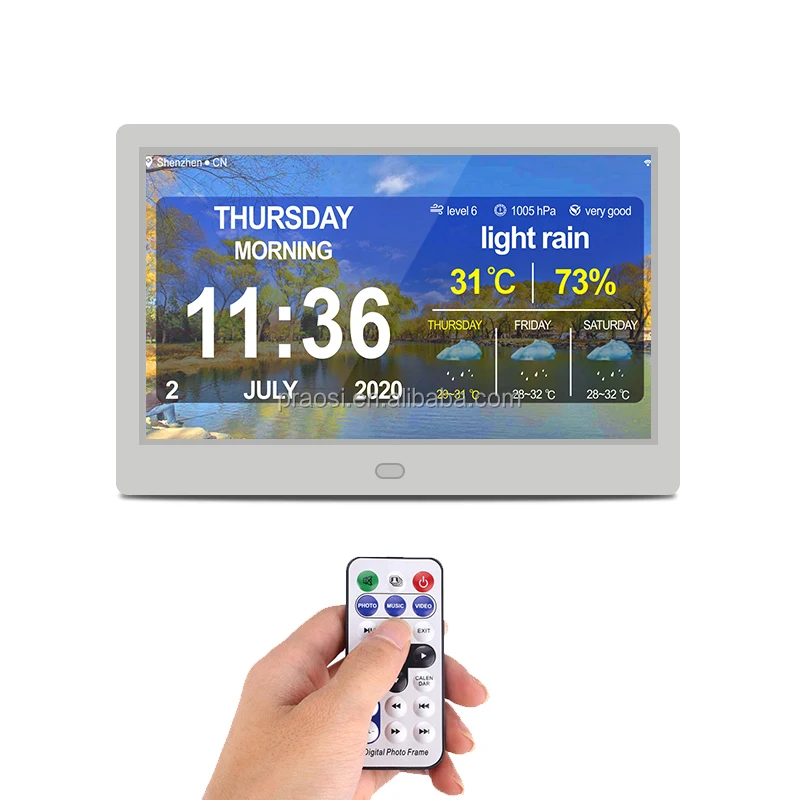 

8 Inch LCD WiFi weather forecast wall mount digital calendar day clock Medication remeinder smart Alarm clock for Old dementia