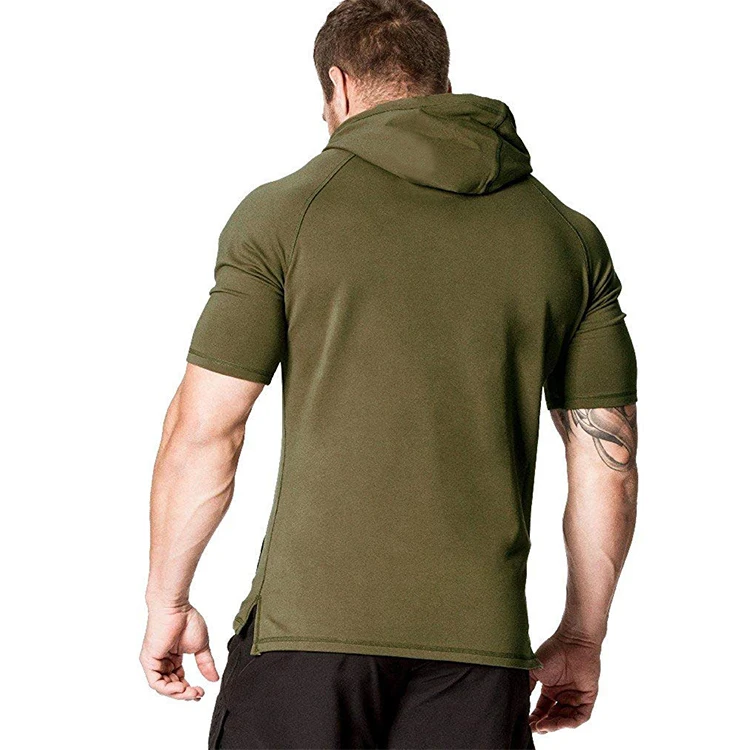 Wholesale Athletic Male Short Sleeve Workout Sports Hoodies Custom Logo ...