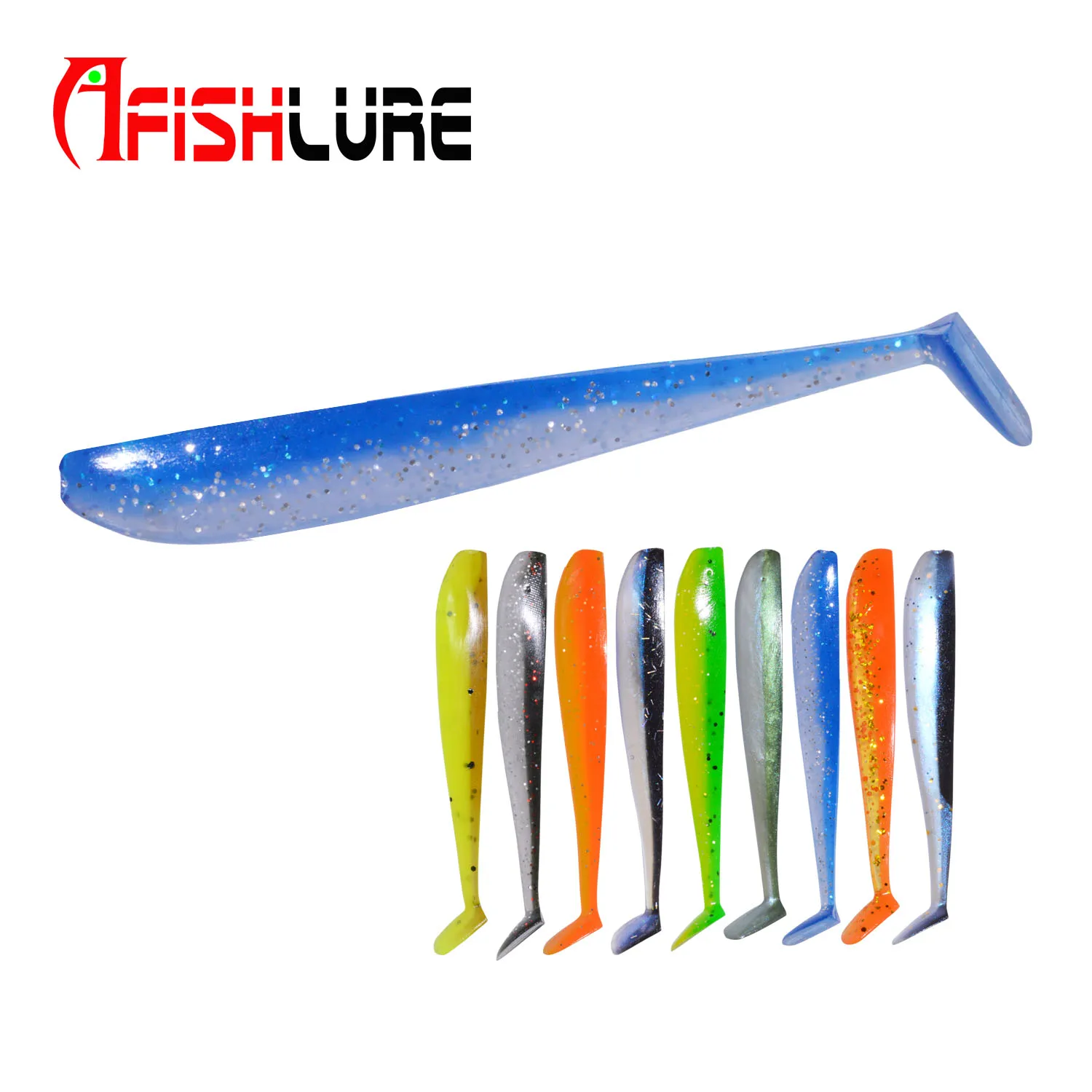 

T Tail Soft Fishing Lure 80mm 2.7g Paddle Tail Lure Fishing Worms Bass Fishing, 9 colors for choice