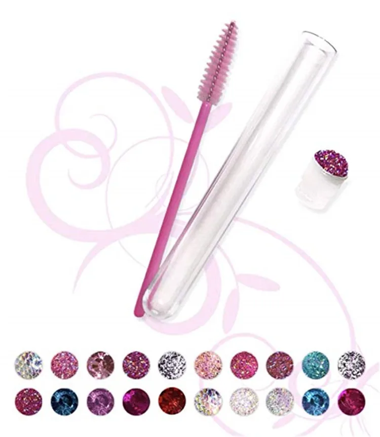 Diamond Eyelash Spoolies Mascara Wand in Sanitary Tube Disposable Eyelash Mascara Brushes, Customized color