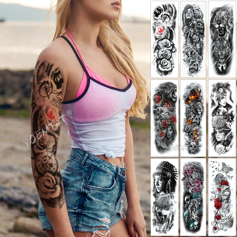 

Hot sales full arm sleeves tattoos animal waterproof tatoo temporary tattoo sticker, Cmyk