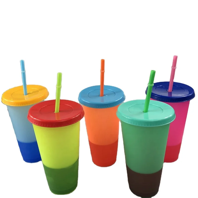 

New 5pcs/lot Color Changing Cup 17oz cup Color change PP water tumblers cup bottle with lid and straw Color Options, Mixed colors
