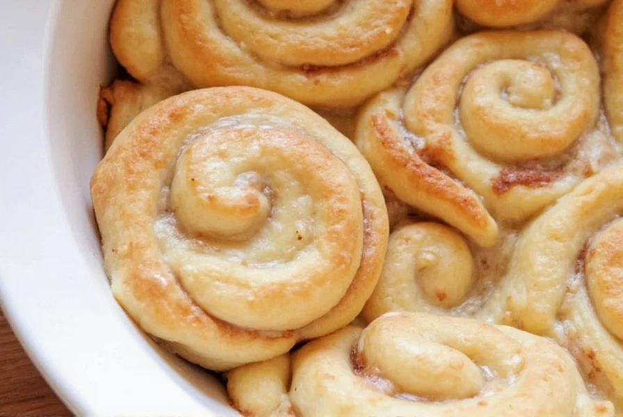 Step-by-step visual guide showing how to prepare cinnamon roll filling with brown sugar, cinnamon, and softened butter in a bowl