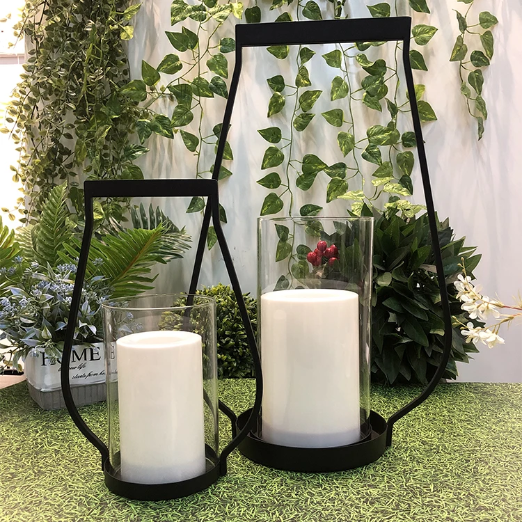 LED Iron-Glass Lighting Lamp Table Or Hanging Lantern Flicking Candle Solar Garden Light For Outdoor