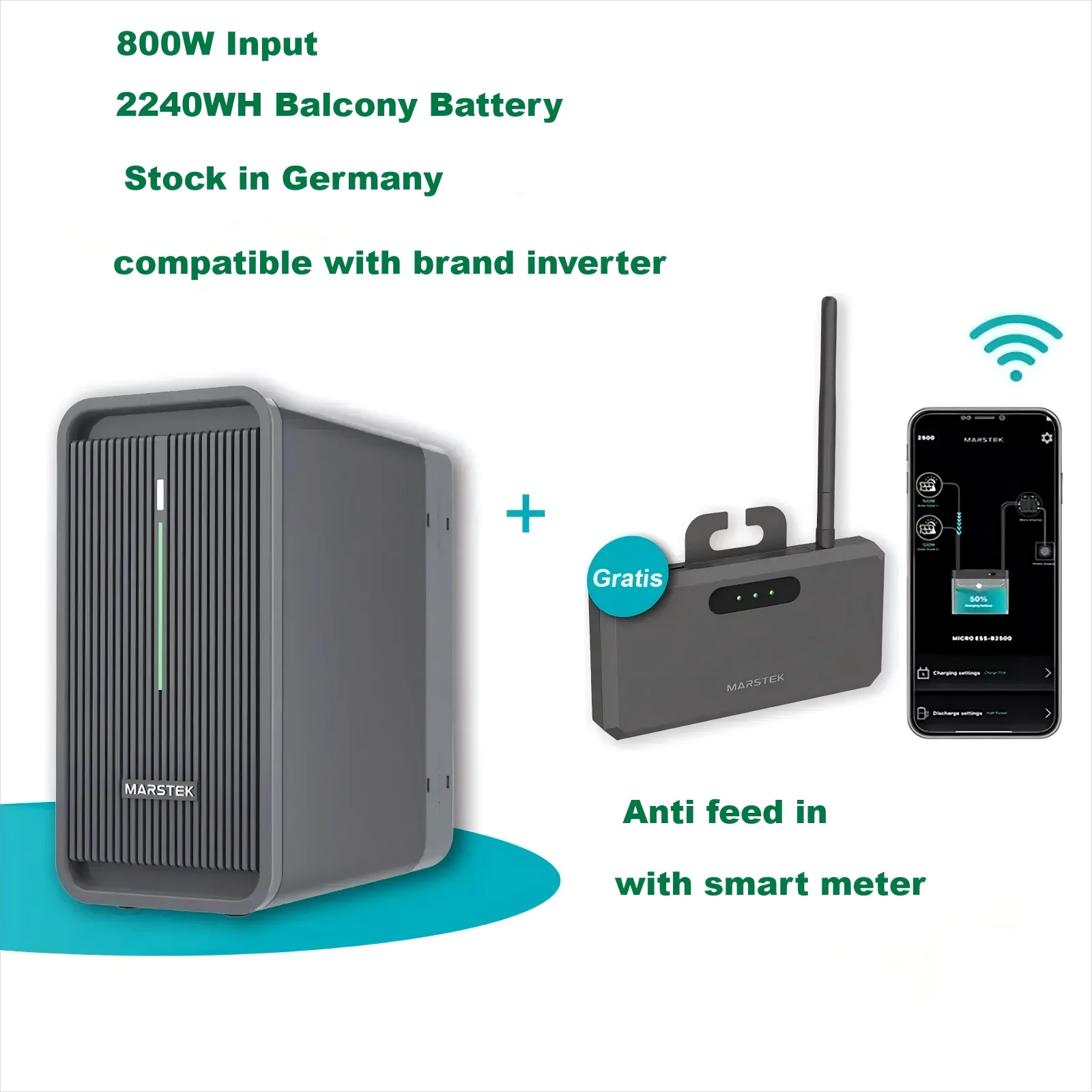 hybrid balcony solar energy storage system balcony solar storage 2.24kwh Marstek B2500 zenture  solar storage battery