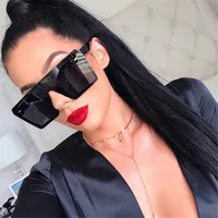 

2185 Fashion Retro Oversized Flat Top One-piece Custom Logo Gradient Square Sunglasses