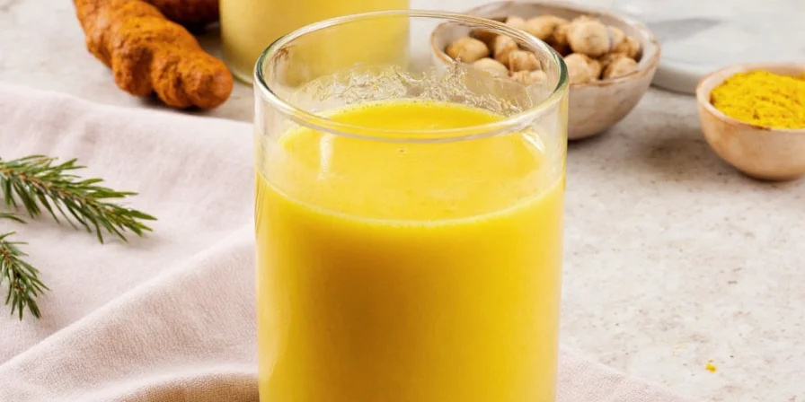 Turmeric Milk Brewing Process in Saucepan