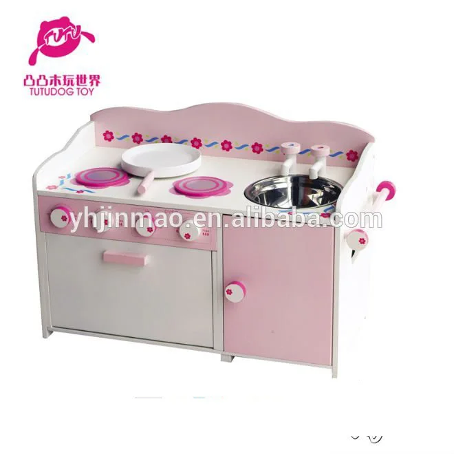 
Popular MDF+solidwood wooden toy kitchen set for children 