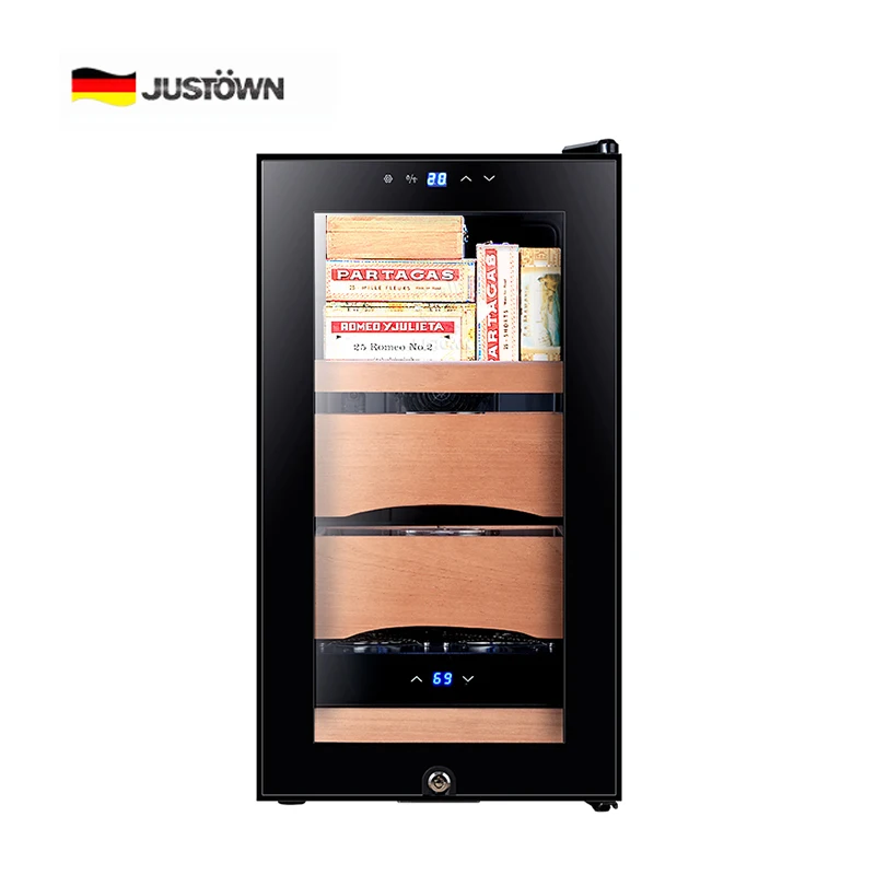 
Cigar Humidor Cabinet Constant High Accurate Humidity Fan Cooling System Non-Frost Spain Cedar Drawers Cigar Cooler 