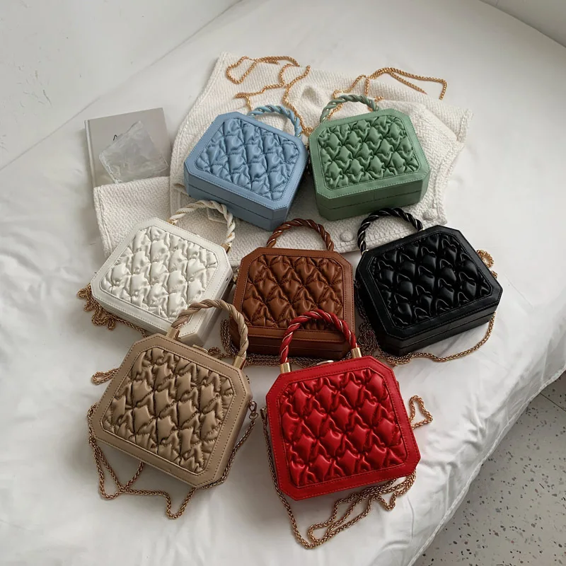 

Amazon Hot Selling designer luxury brand handbag purses girls sling shoulder cross body messenger bag chain box phone bag, 7 colors