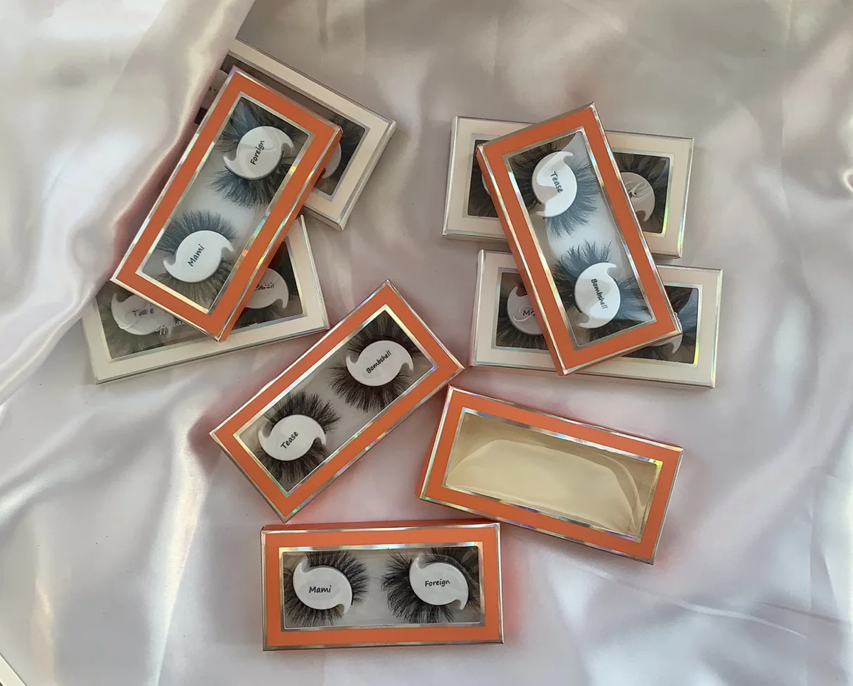 

2 pair lash boxes Customized lash boxes 100% mink eyelashes, Black and colorful