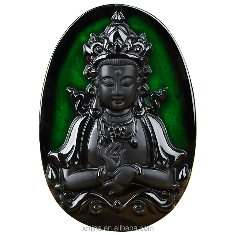 

Certified Grade A Natural Ink Green Jadeite Tara Guanyin Buddha Statue Jade Pendant Ice Seed Pendant Jade Pendant Wholesale 2
