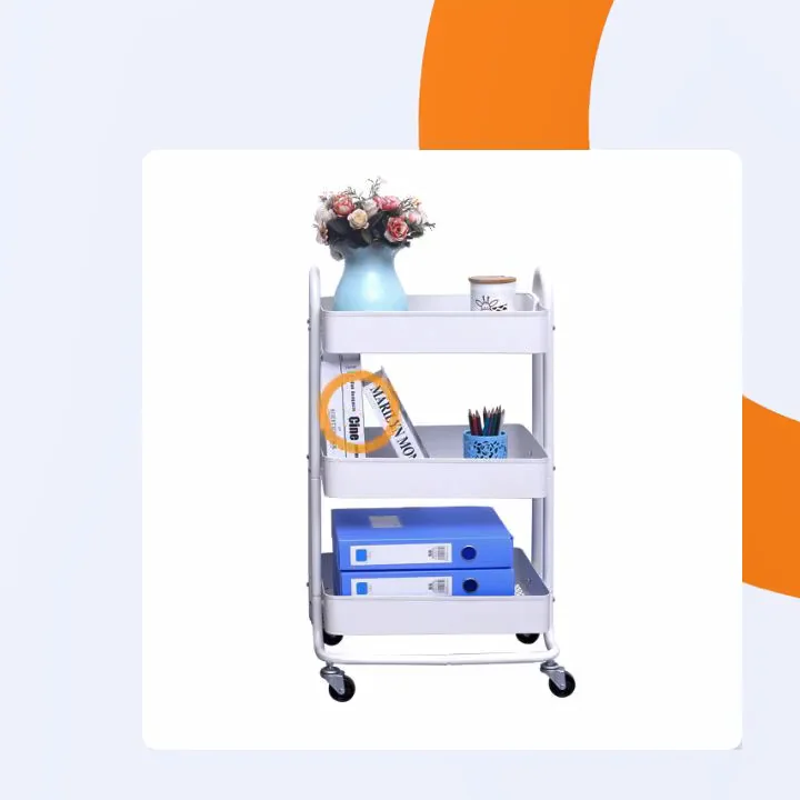 Three Tier Rolling Cart Mobile Small Rolling Cart Storage Trolley 3