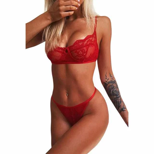 

large size floral transparent bra panty Bra & Brief Sets Plus Size woomen Underwear sexy night for honeymoon