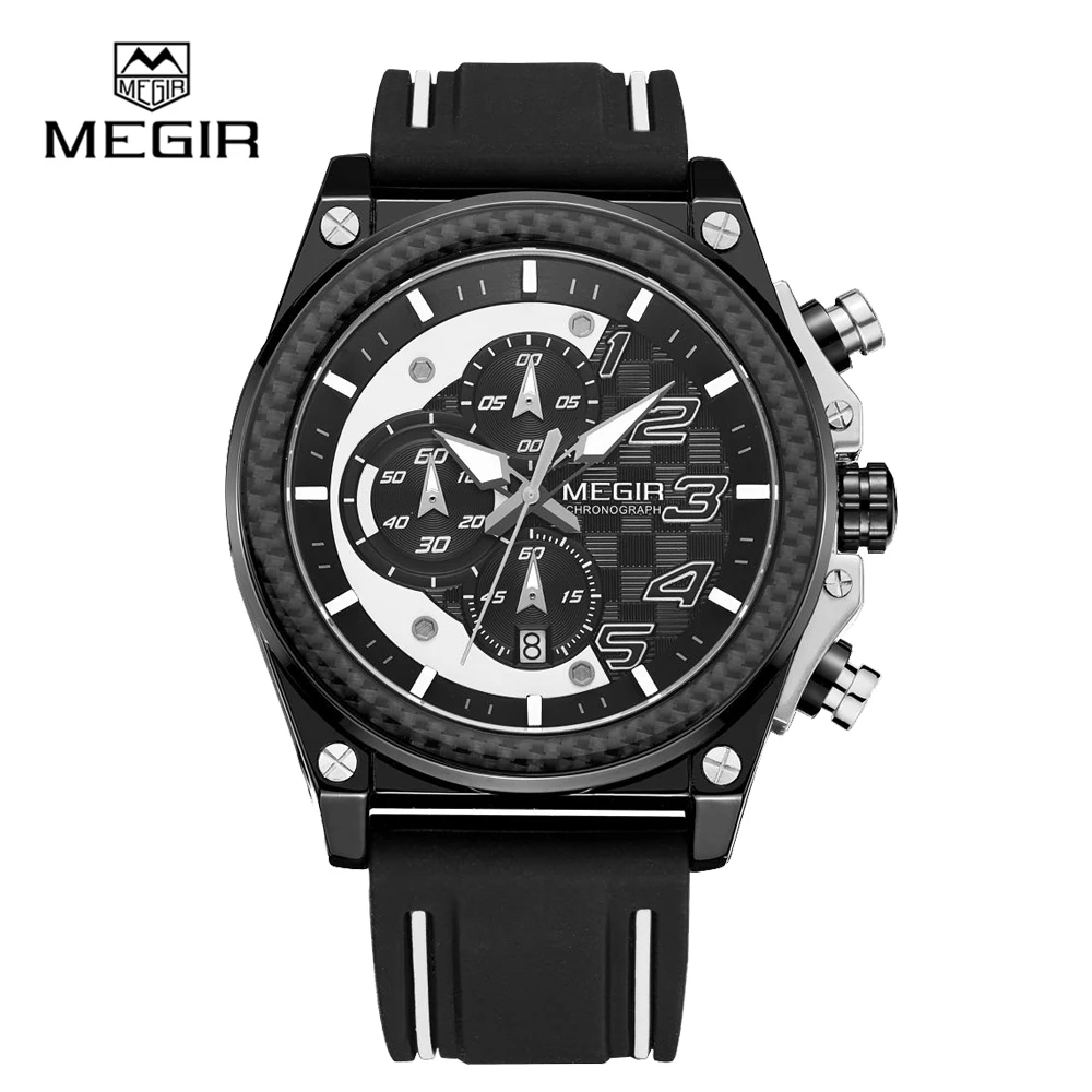 

Megir Brand Mens Watches Quartz Analog Clock Sports Fashion Silicone Wrist Watch