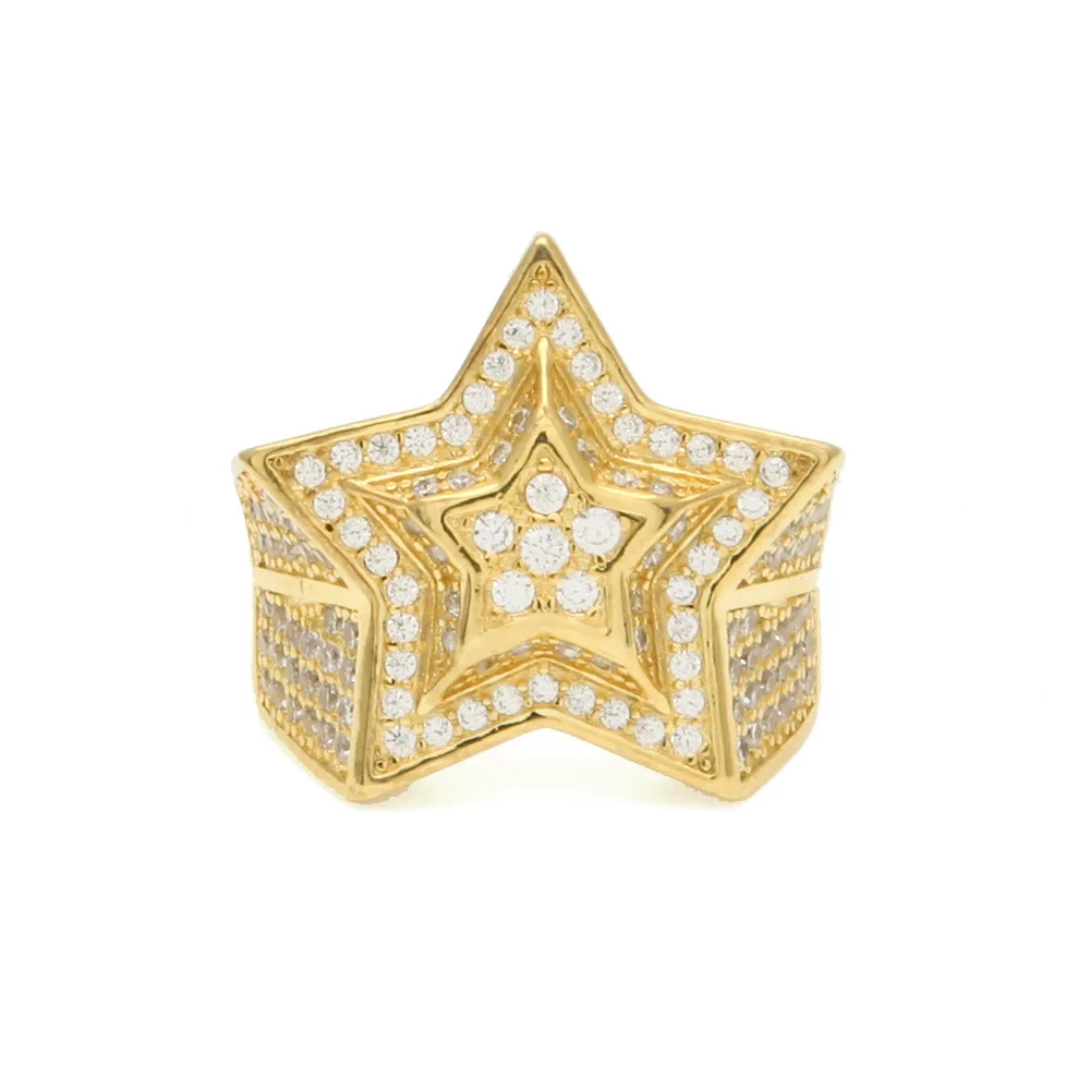 

Five-Pointed Star Three-Dimensional Design Micro-Inlaid Zircon Custom Ring Crystal Rings, Pure color (picture color)