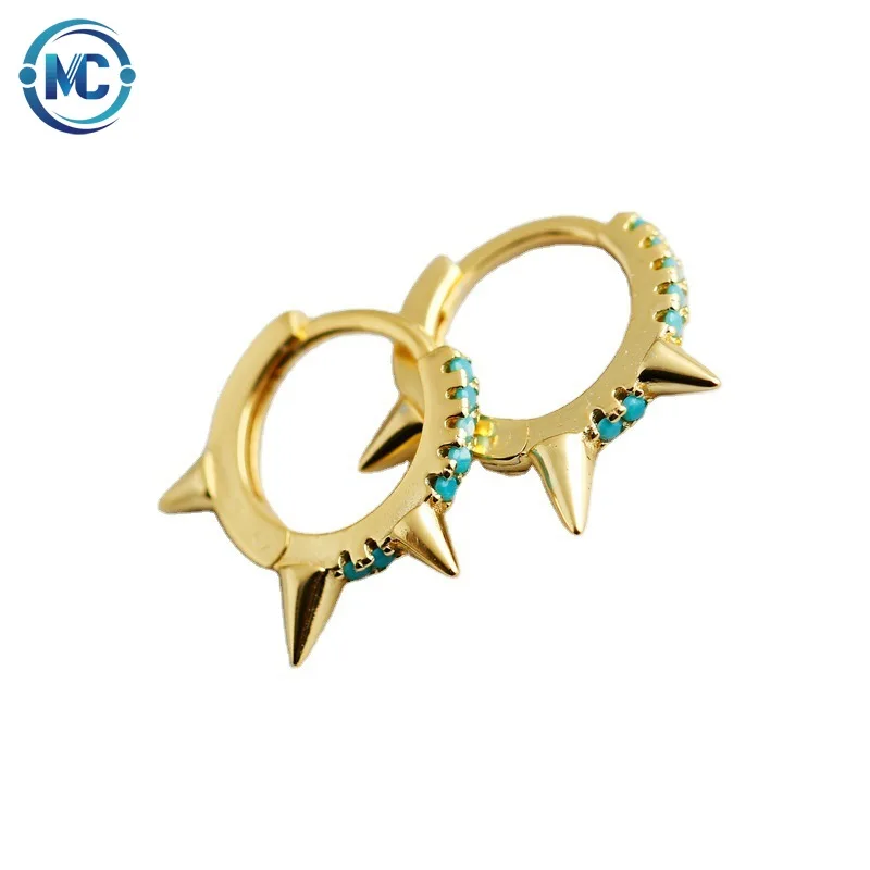 

2021 Light Luxury Fashion S925 Sterling Silver Earrings Jewelry Women Statement Punk Micro Insert Blue Zircon Earrings, As the picture