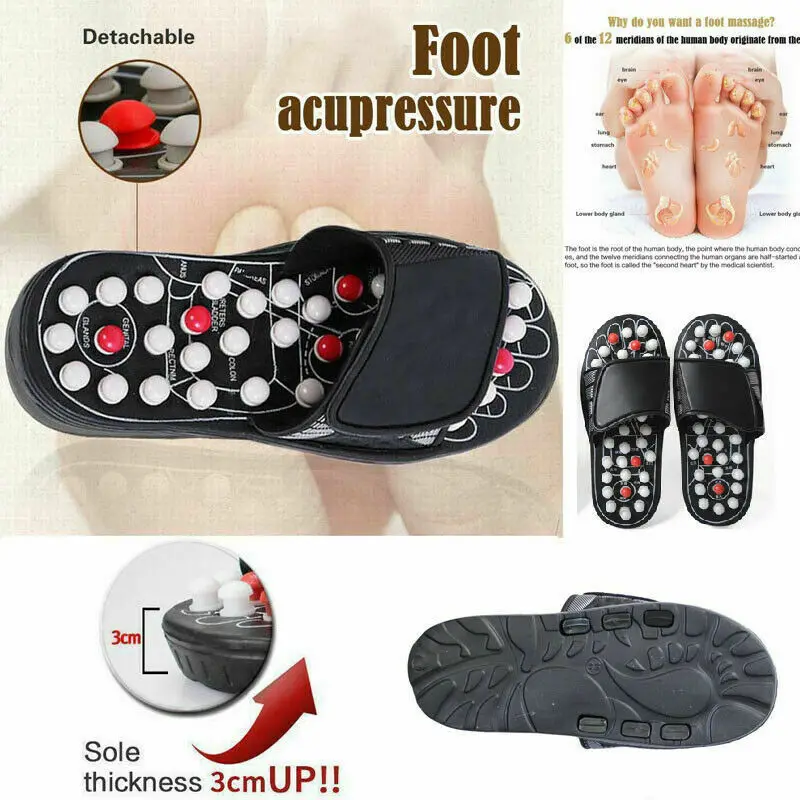 AZLLY Acupoint Massage Slippers Sandal For Men Feet Chinese Acupressure Therapy Medical Rotating Foot Massager Shoes Unisex 