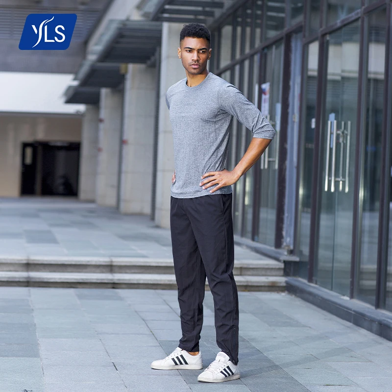 

YLS Wholesale Activewear Tights Training Tshirts Warm Gym Three Quarter Sleeve Men Sports T Shirts Clothes