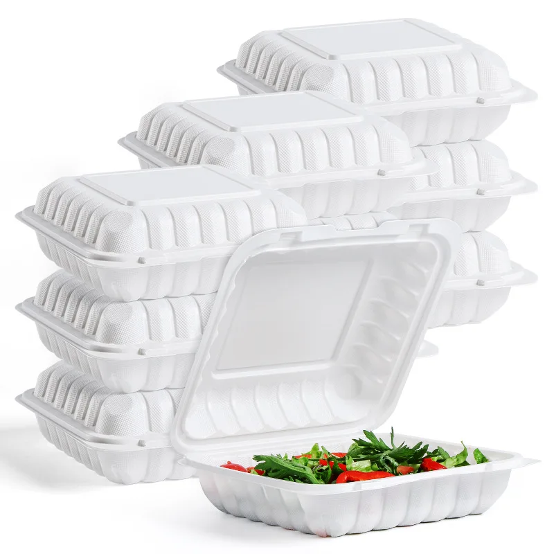 

Wholesale Eco Friendly White PP Mineral Microwaveable Disposable Take Away Food Containers Set With Lids Lunch Box