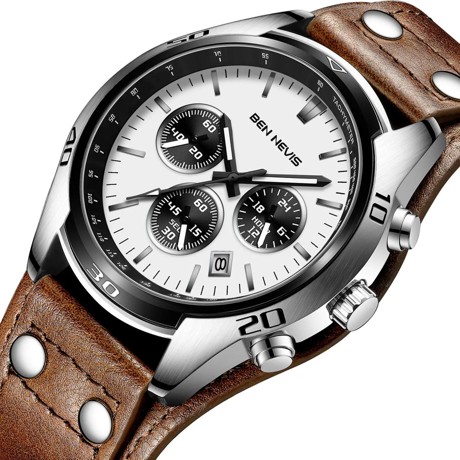 

2020 Quartz watch multifunctional three eye fashion business watch man