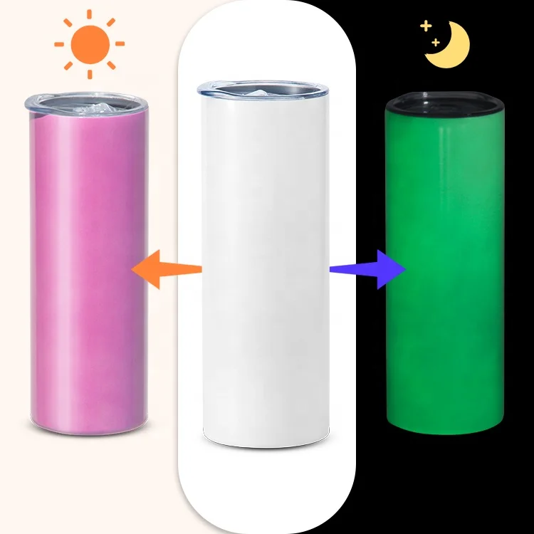 

New Arrivals 20oz Stainless Steel White UV Glow in the Dark Wine Straight Sublimation Blank Tumbler