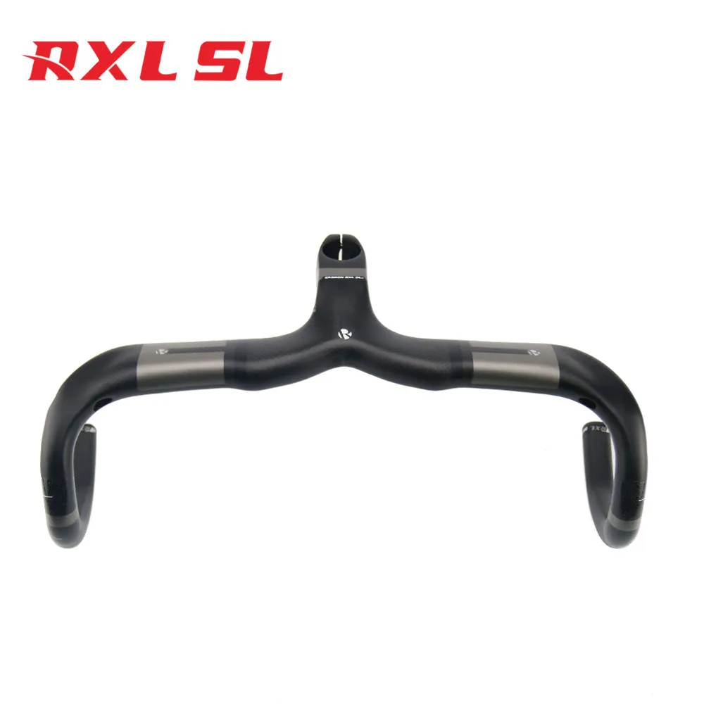 

RXL SL Bike Full Carbon Road Integrated Handlebars and Stem Bicycle Parts Handlebar 3K Matte 28.6mm, Grey/black