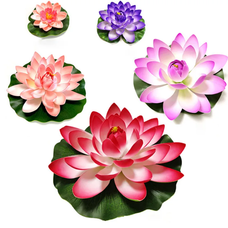 

O-X380 Wholesale cheap price 10cm EVA Water lily artificial flower plastic floating lotus flower for outdoor pool decorations