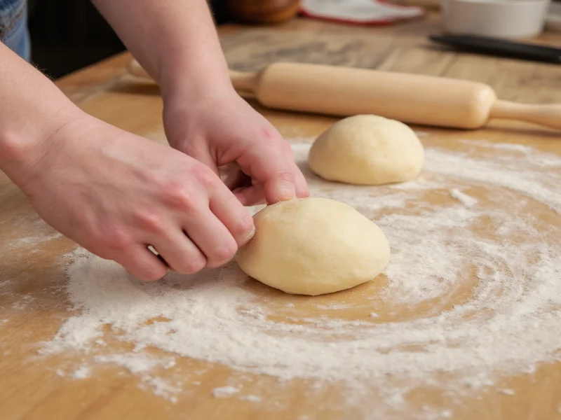 Homemade dinner roll dough shaping technique