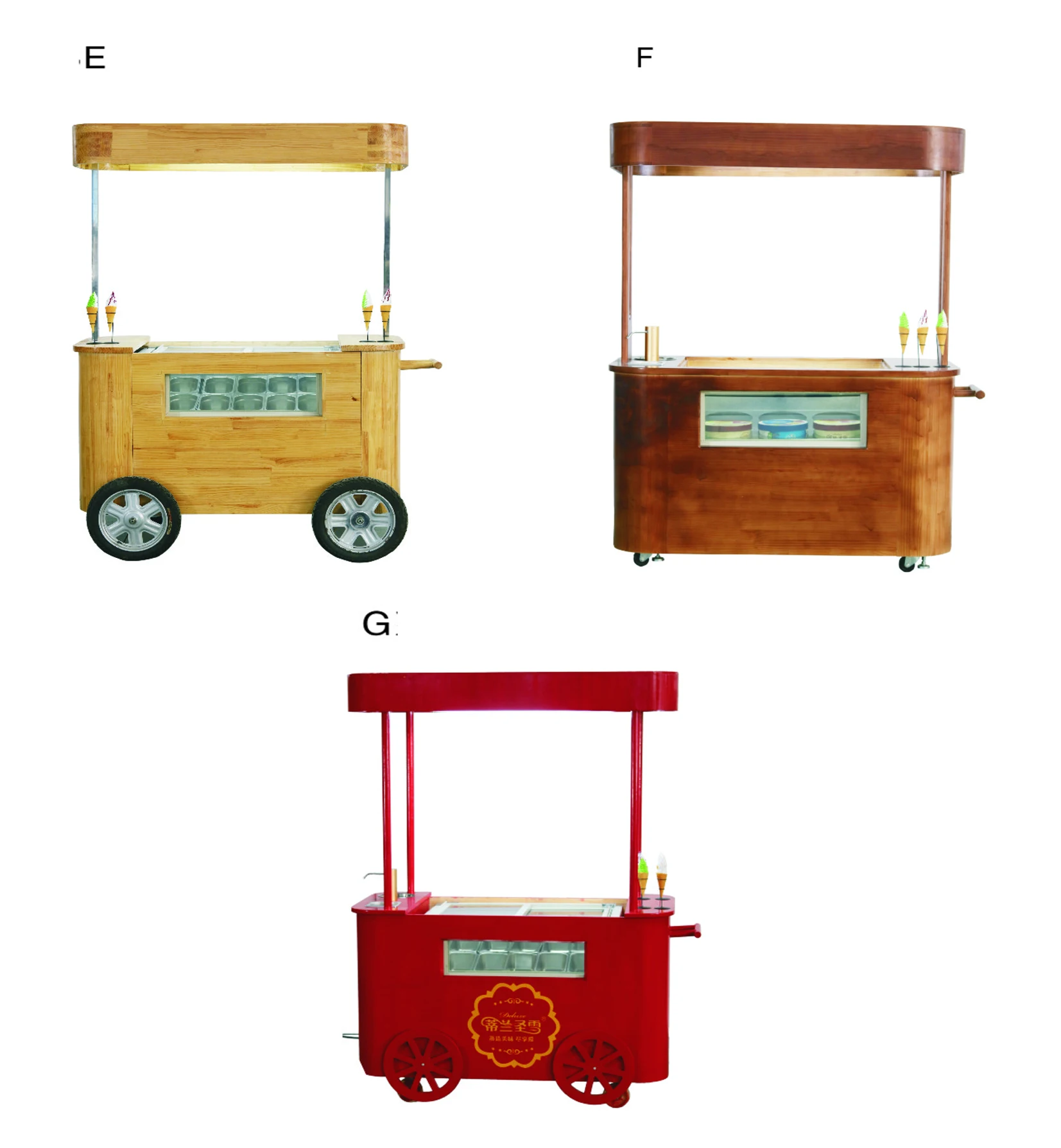 Gelato Showcase Kiosk Popsicle Freezers Hand Push Italian Ice Cream