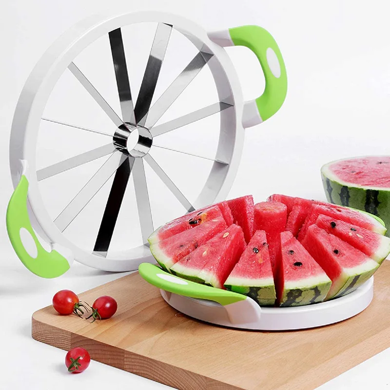 

As Seen On TV 2021 Large Melon Slicer Cutter Peeler Corer Server Stainless Steel Heavy Watermelon Slicer