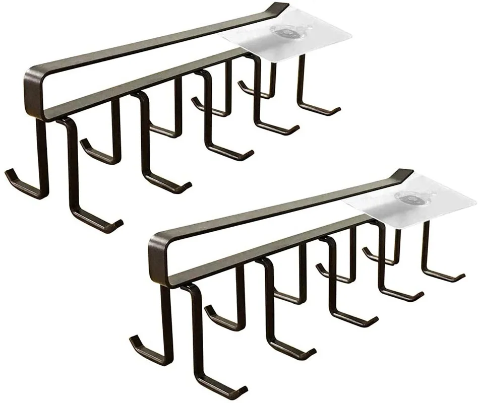 

Metal 12 Hooks Cupboard Mug Holder Shelf Coffee Cup Hooker Hanger Rack Hanging Kitchen Accessories Storage Under Cabinet