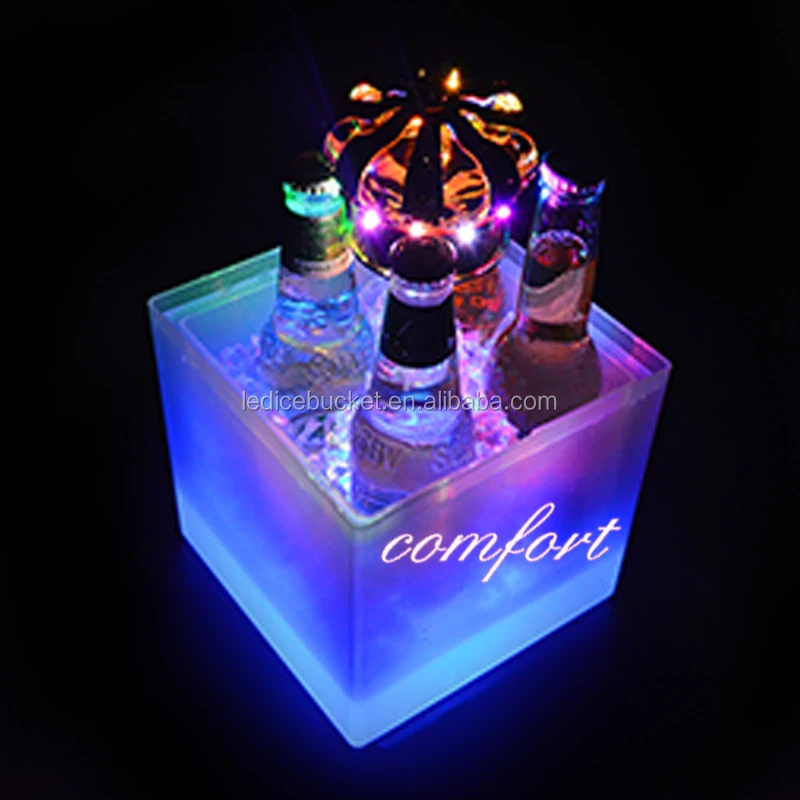 

cheap customized double wall acrylic plastic beer wine champagne led ice bucket for party