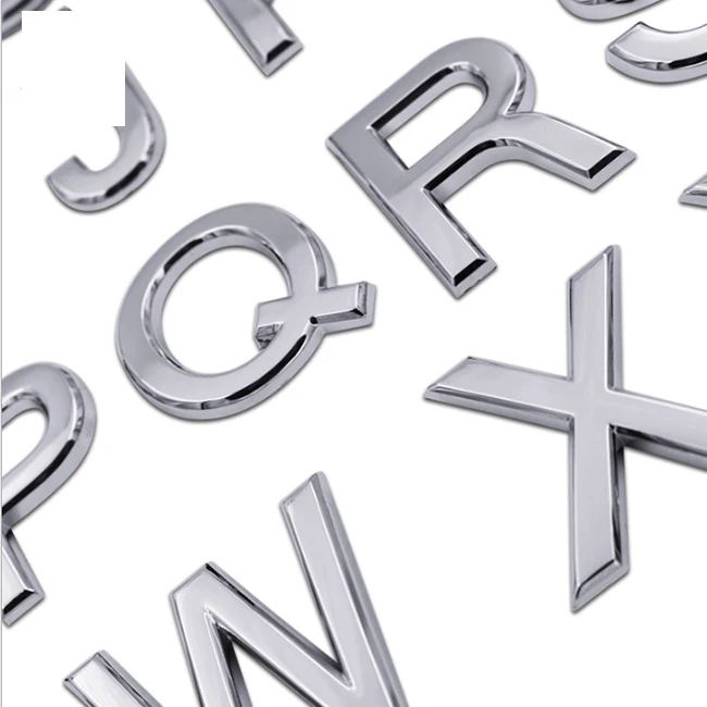 3d Metall Alphabet Silber Abzeichen Chrom Buchstaben Auto Aufkleber Automobile Autozubehör