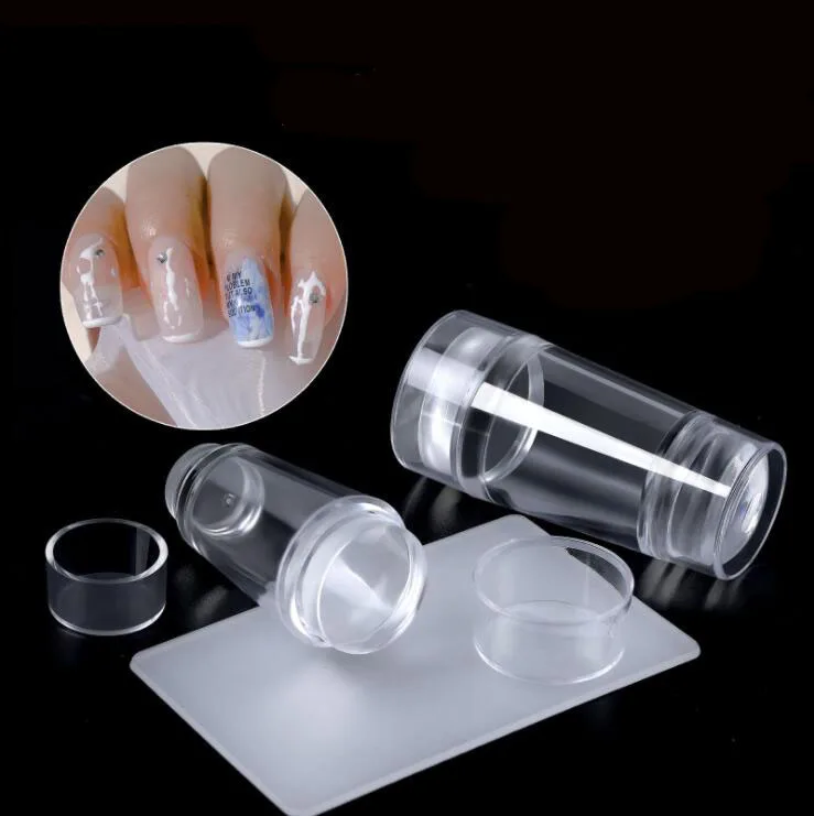 

Silicone Nail Stamper Set Jelly Head With Scraper Nail Template Print Silicone Nail Art Stamper Plate Stencil Seal Stamper, Clear