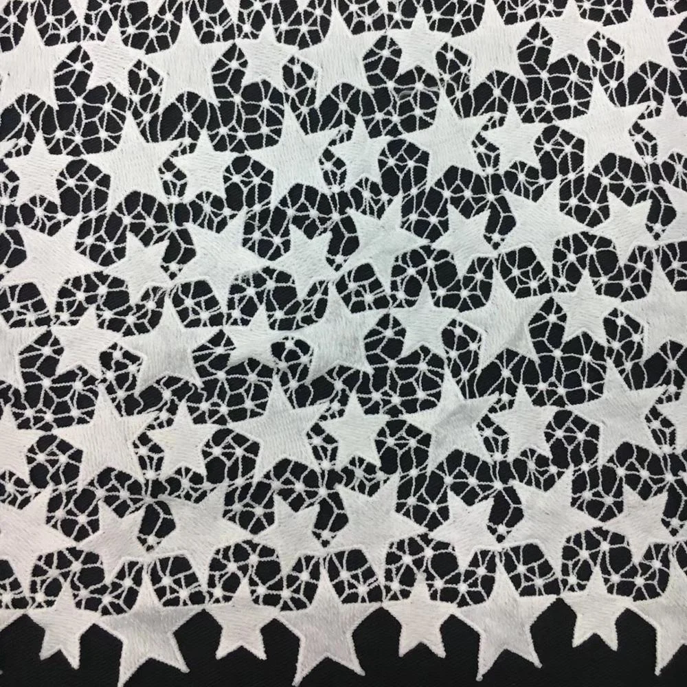 

Star pattern ivory hollow water soluble lace fabric for clothing, Accept customized color