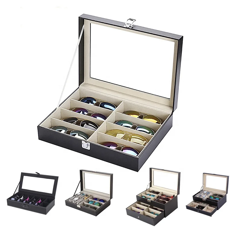 

Hot 8 slots Eye Sunglasses Glasses Organizer Storage Case Boxes with Window