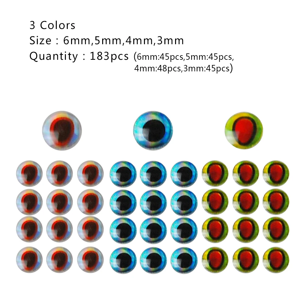 549pcs/bundle 3mm 4mm 5mm 6mm 3d Fishing Lure Eyes Mixed Color Fly
