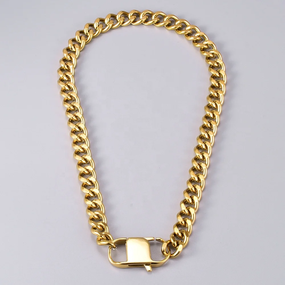 

Punk Style Gold Necklace Jewelry Stainless Steel High Quality Cuban Choker Necklace
