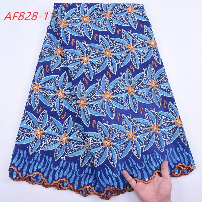 

2034 Free Shipping Royal Blue Lace Fabric African Big Swiss Lace 100% Cotton Lace Fabric For Lady, Cupion
