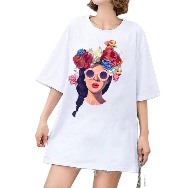 

Women cotton casual Tops Short Sleeve summer custom fashion camisetas mujer