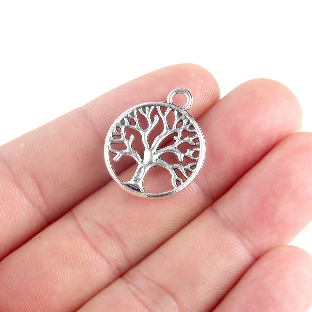 

Antique Silver/Antique Bronze/Gold Hollow Filigree Lucky Wish Tree of Life Round Connector Pendant Charm/Finding,DIY Accessory, Picture