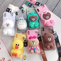 

silicone case for iphone 11 phone case wallet zipper cartoon with sling phone cover for iphone 7 8 plus xs xr 11 pro max case