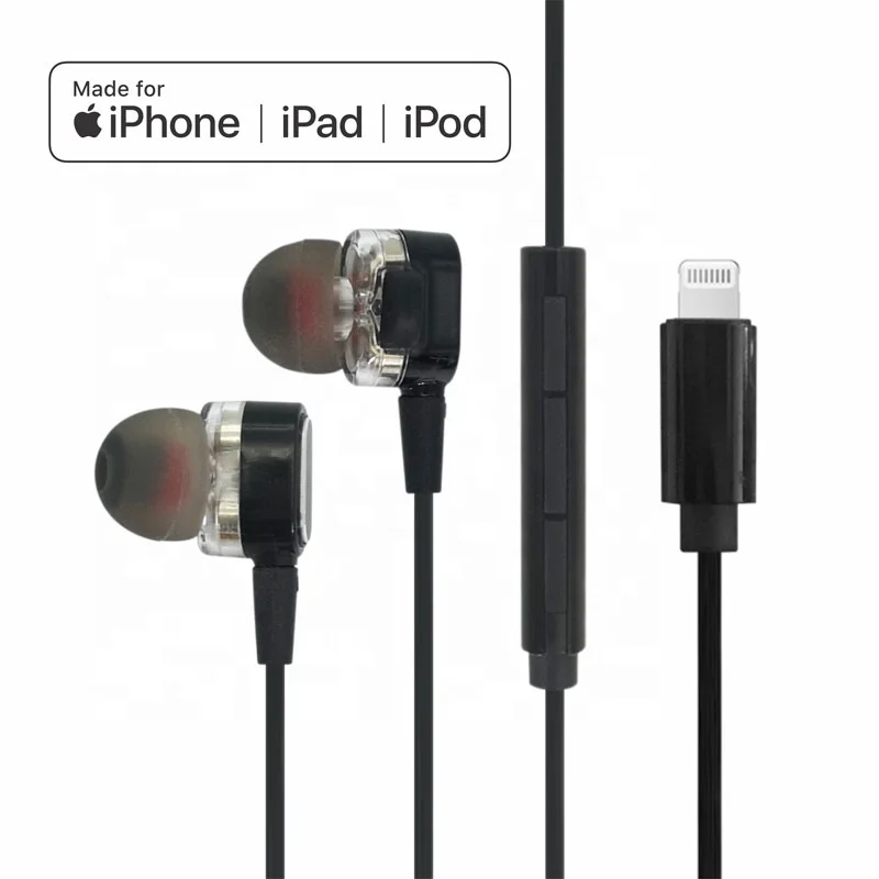 

For Apple MFi Certified Earphones wired earpod In-Ear Dual dynamic Wired Earphones headset for iPhone 13 Lightning earphones